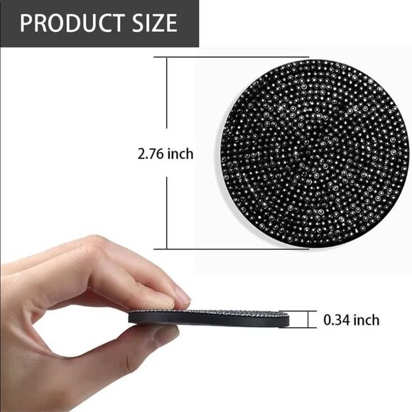 Black Bling Rhinestone Car Coasters for Cup Holder 2 Pack - Picture 5 of 6